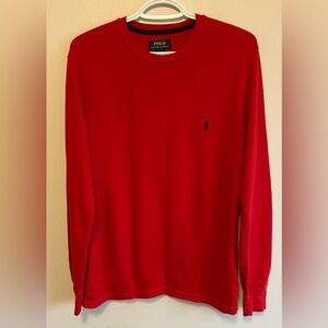 Polo Ralph Lauren Sleepwear Red Shirt Pony Waffle Knit Long Sleeve Size M